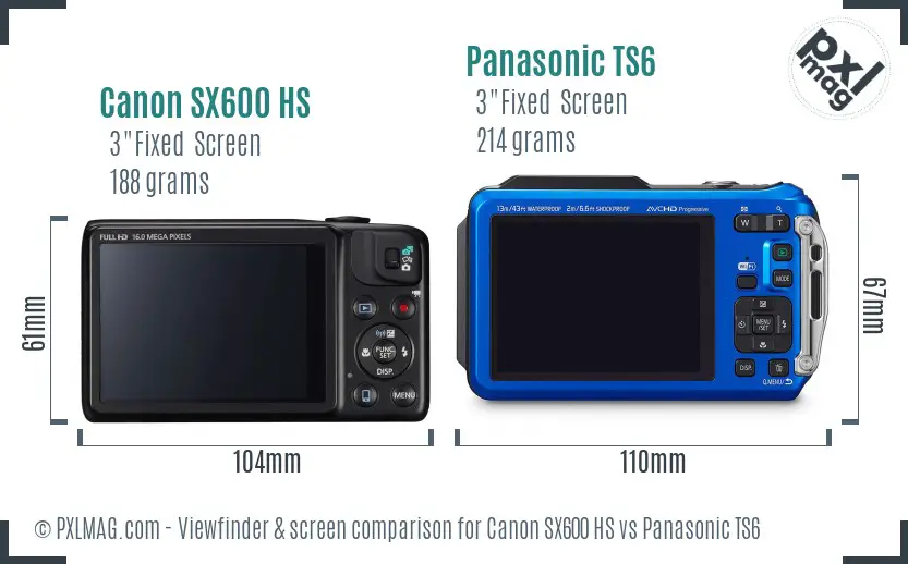 Canon SX600 HS vs Panasonic TS6 Screen and Viewfinder comparison Canon SX600 HS vs Panasonic TS6 Screen and Viewfinder comparison