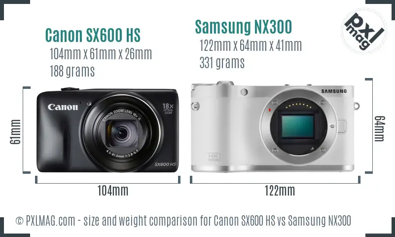 Canon SX600 HS vs Samsung NX300 size comparison Canon SX600 HS vs Samsung NX300 size comparison