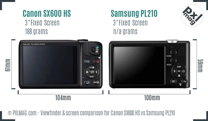 Canon SX600 HS vs Samsung PL210 Screen and Viewfinder comparison Canon SX600 HS vs Samsung PL210 Screen and Viewfinder comparison