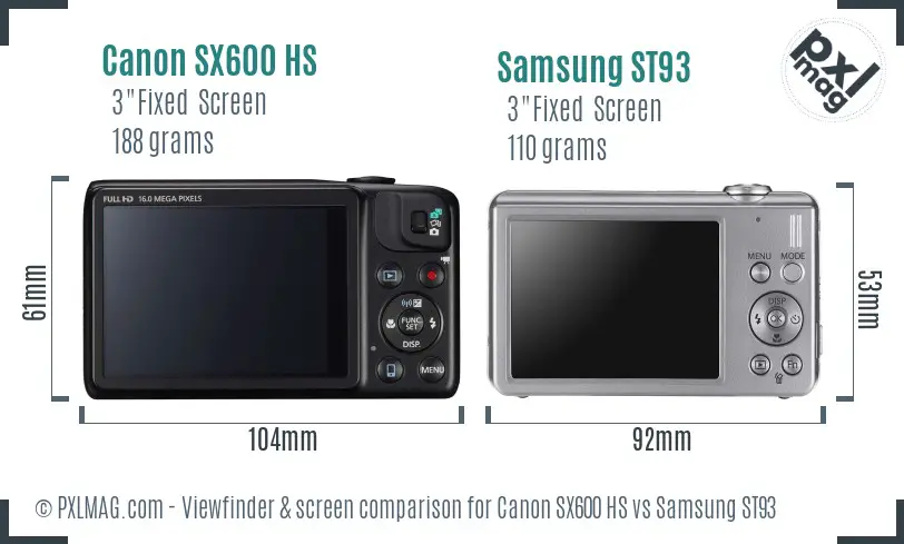 Canon SX600 HS vs Samsung ST93 Screen and Viewfinder comparison Canon SX600 HS vs Samsung ST93 Screen and Viewfinder comparison
