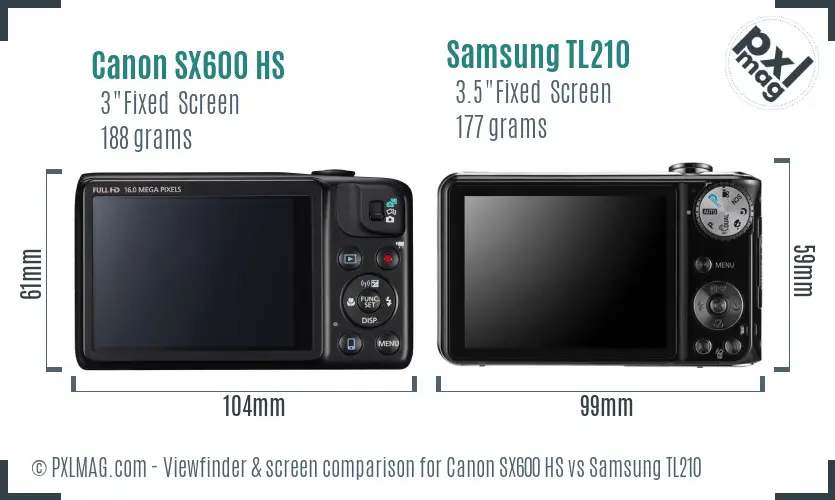 Canon SX600 HS vs Samsung TL210 Screen and Viewfinder comparison Canon SX600 HS vs Samsung TL210 Screen and Viewfinder comparison