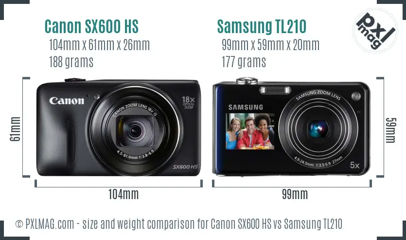 Canon SX600 HS vs Samsung TL210 size comparison Canon SX600 HS vs Samsung TL210 size comparison