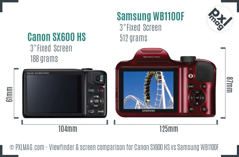 Canon SX600 HS vs Samsung WB1100F Screen and Viewfinder comparison Canon SX600 HS vs Samsung WB1100F Screen and Viewfinder comparison