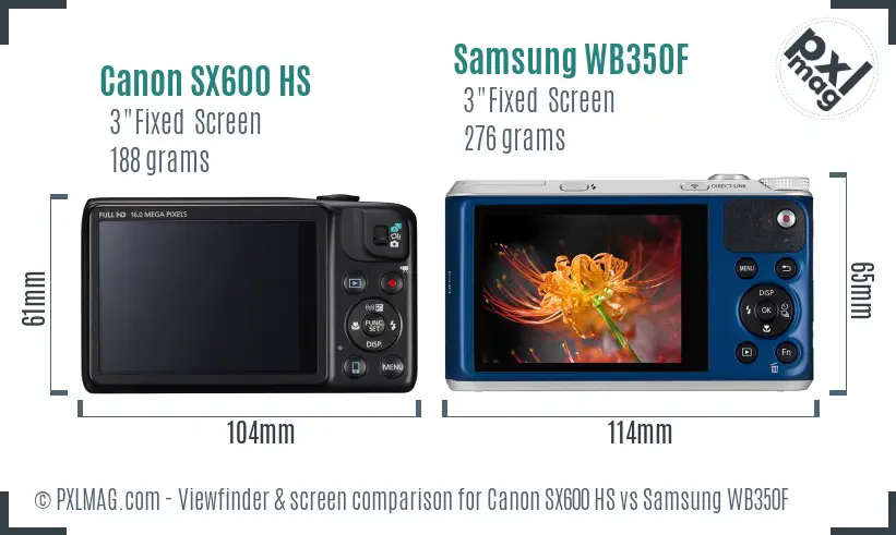 Canon SX600 HS vs Samsung WB350F Screen and Viewfinder comparison Canon SX600 HS vs Samsung WB350F Screen and Viewfinder comparison