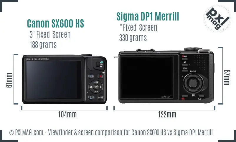 Canon SX600 HS vs Sigma DP1 Merrill Screen and Viewfinder comparison