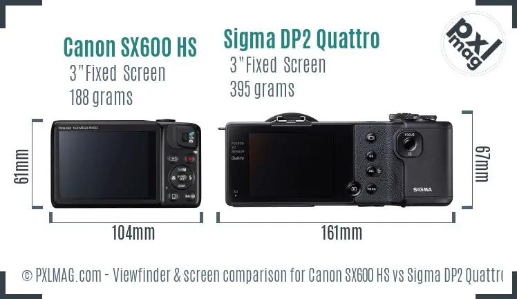 Canon SX600 HS vs Sigma DP2 Quattro Screen and Viewfinder comparison Canon SX600 HS vs Sigma DP2 Quattro Screen and Viewfinder comparison