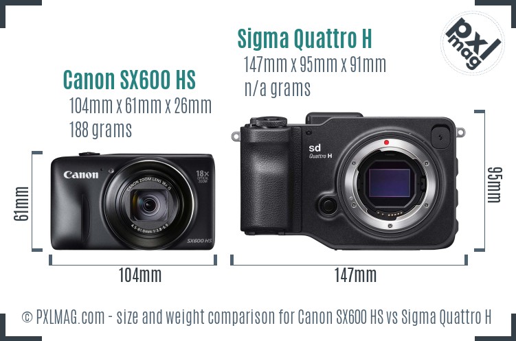 Canon SX600 HS vs Sigma Quattro H size comparison Canon SX600 HS vs Sigma Quattro H size comparison
