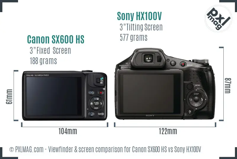 Canon SX600 HS vs Sony HX100V Screen and Viewfinder comparison Canon SX600 HS vs Sony HX100V Screen and Viewfinder comparison
