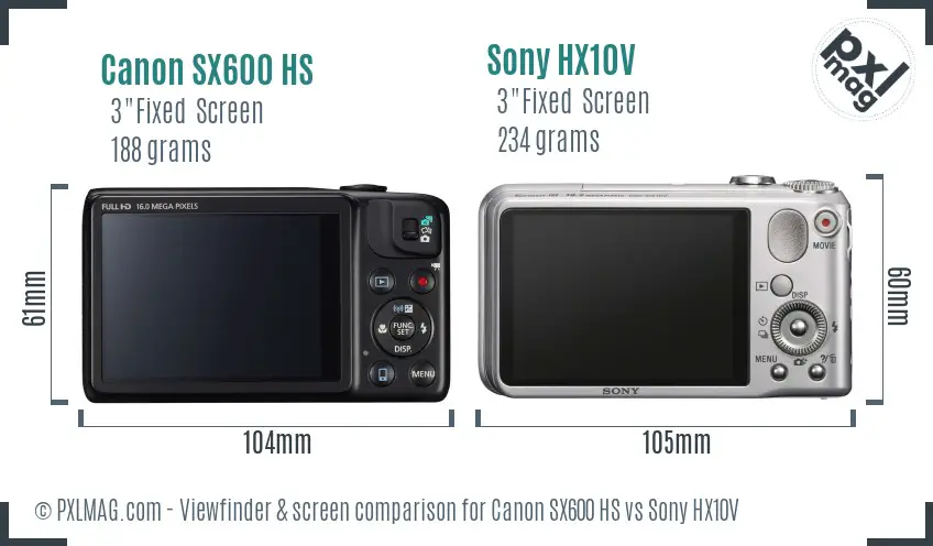 Canon SX600 HS vs Sony HX10V Screen and Viewfinder comparison Canon SX600 HS vs Sony HX10V Screen and Viewfinder comparison