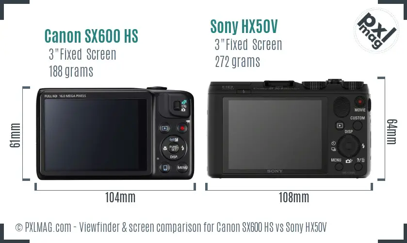 Canon SX600 HS vs Sony HX50V Screen and Viewfinder comparison Canon SX600 HS vs Sony HX50V Screen and Viewfinder comparison