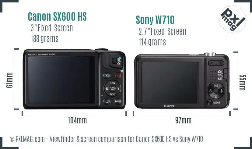 Canon SX600 HS vs Sony W710 Screen and Viewfinder comparison Canon SX600 HS vs Sony W710 Screen and Viewfinder comparison