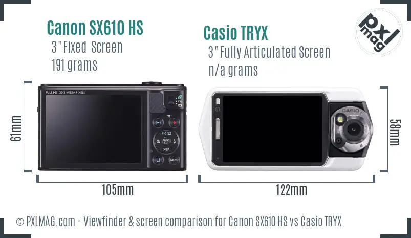 Canon SX610 HS vs Casio TRYX Screen and Viewfinder comparison Canon SX610 HS vs Casio TRYX Screen and Viewfinder comparison