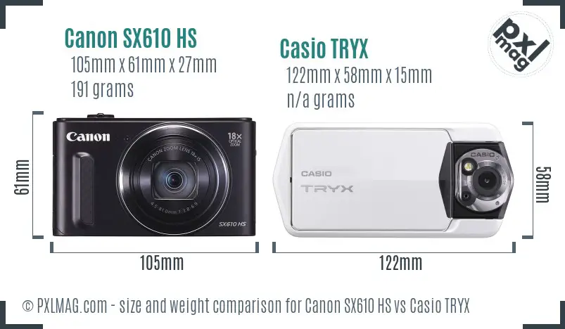 Canon SX610 HS vs Casio TRYX size comparison Canon SX610 HS vs Casio TRYX size comparison