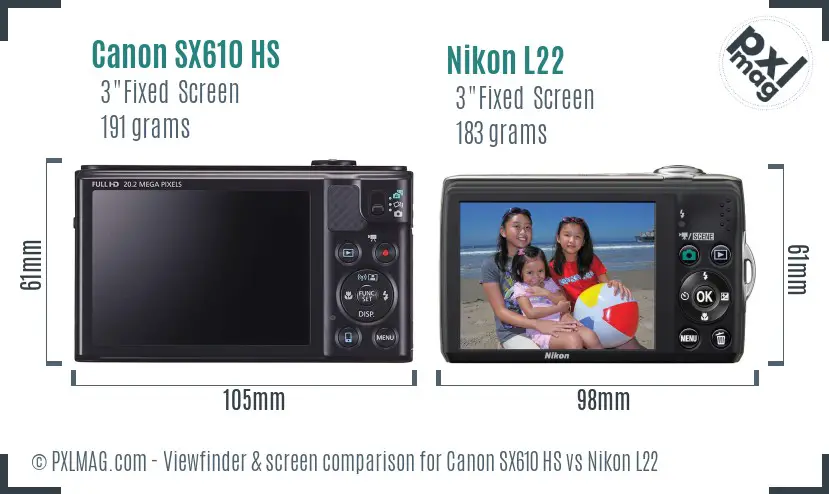 Canon SX610 HS vs Nikon L22 Screen and Viewfinder comparison Canon SX610 HS vs Nikon L22 Screen and Viewfinder comparison
