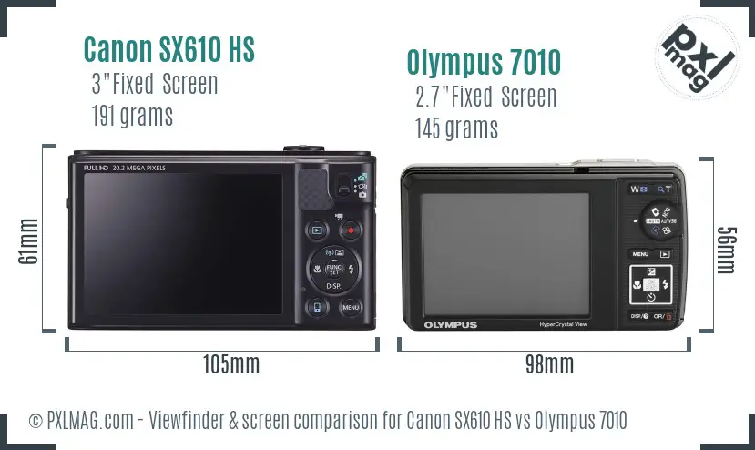 Canon SX610 HS vs Olympus 7010 Screen and Viewfinder comparison Canon SX610 HS vs Olympus 7010 Screen and Viewfinder comparison