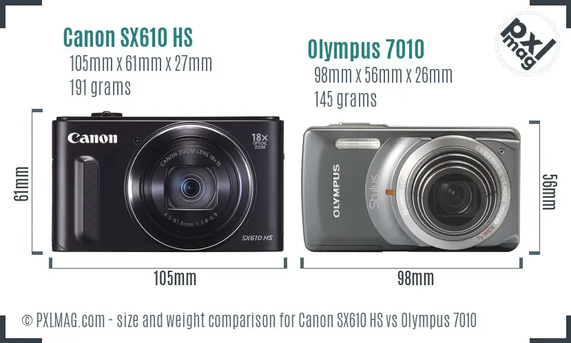 Canon SX610 HS vs Olympus 7010 size comparison Canon SX610 HS vs Olympus 7010 size comparison