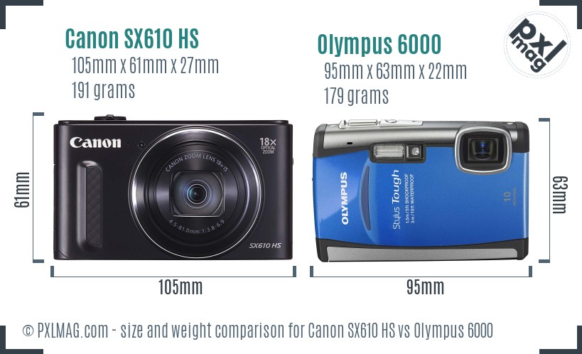 Canon SX610 HS vs Olympus 6000 size comparison Canon SX610 HS vs Olympus 6000 size comparison