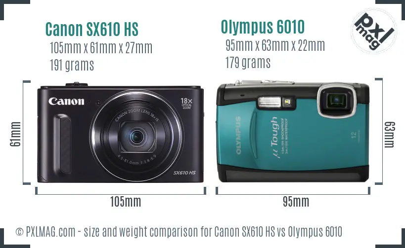 Canon SX610 HS vs Olympus 6010 size comparison