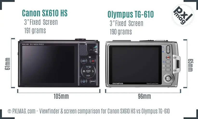 Canon SX610 HS vs Olympus TG-610 Screen and Viewfinder comparison Canon SX610 HS vs Olympus TG-610 Screen and Viewfinder comparison
