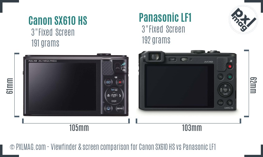 Canon SX610 HS vs Panasonic LF1 Screen and Viewfinder comparison