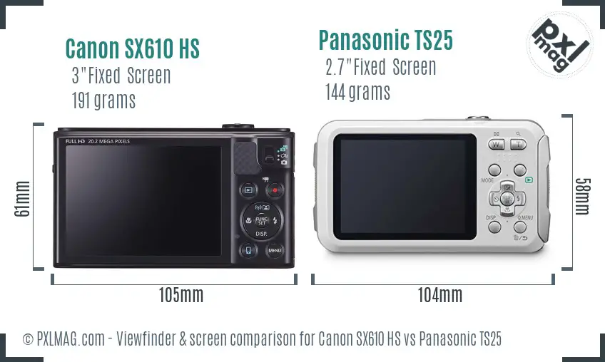 Canon SX610 HS vs Panasonic TS25 Screen and Viewfinder comparison Canon SX610 HS vs Panasonic TS25 Screen and Viewfinder comparison