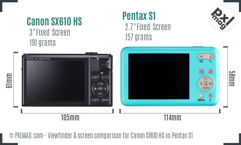 Canon SX610 HS vs Pentax S1 Screen and Viewfinder comparison Canon SX610 HS vs Pentax S1 Screen and Viewfinder comparison