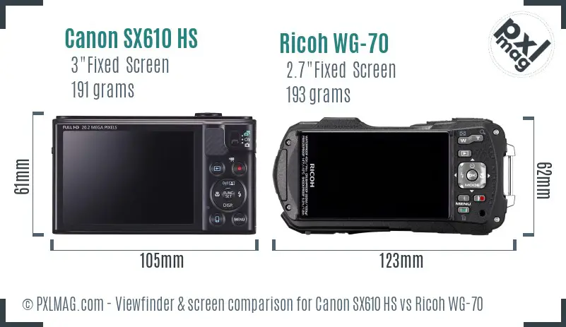 Canon SX610 HS vs Ricoh WG-70 Screen and Viewfinder comparison Canon SX610 HS vs Ricoh WG-70 Screen and Viewfinder comparison