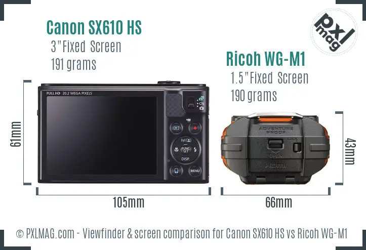Canon SX610 HS vs Ricoh WG-M1 Screen and Viewfinder comparison Canon SX610 HS vs Ricoh WG-M1 Screen and Viewfinder comparison