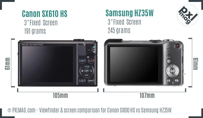 Canon SX610 HS vs Samsung HZ35W Screen and Viewfinder comparison Canon SX610 HS vs Samsung HZ35W Screen and Viewfinder comparison