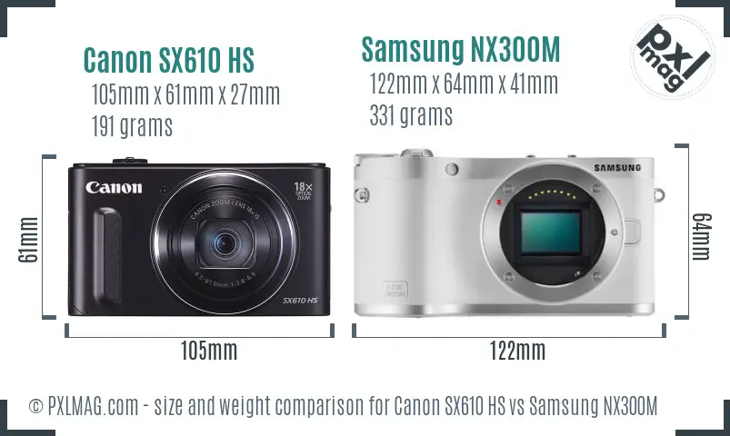 Canon SX610 HS vs Samsung NX300M size comparison Canon SX610 HS vs Samsung NX300M size comparison