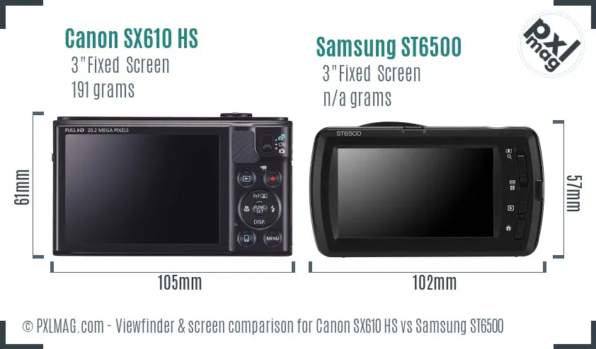 Canon SX610 HS vs Samsung ST6500 Screen and Viewfinder comparison