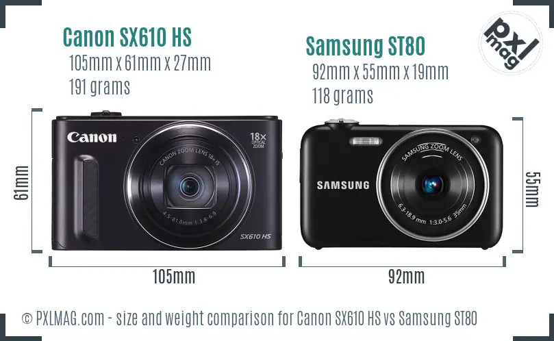 Canon SX610 HS vs Samsung ST80 size comparison Canon SX610 HS vs Samsung ST80 size comparison