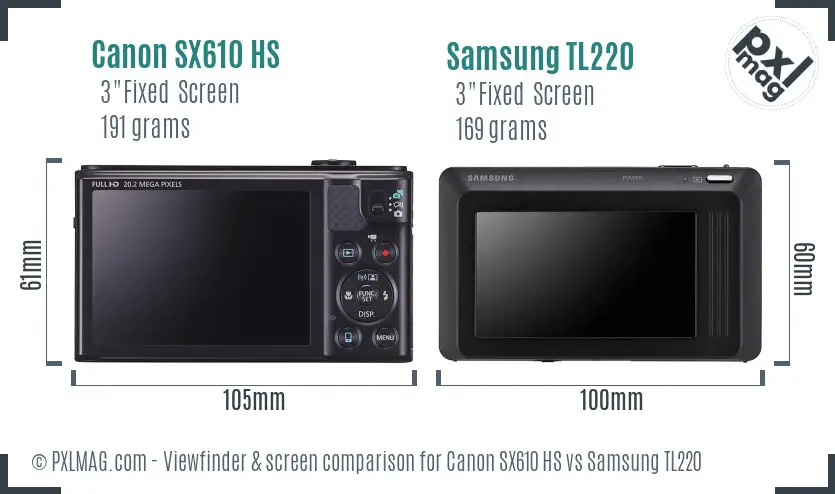 Canon SX610 HS vs Samsung TL220 Screen and Viewfinder comparison Canon SX610 HS vs Samsung TL220 Screen and Viewfinder comparison