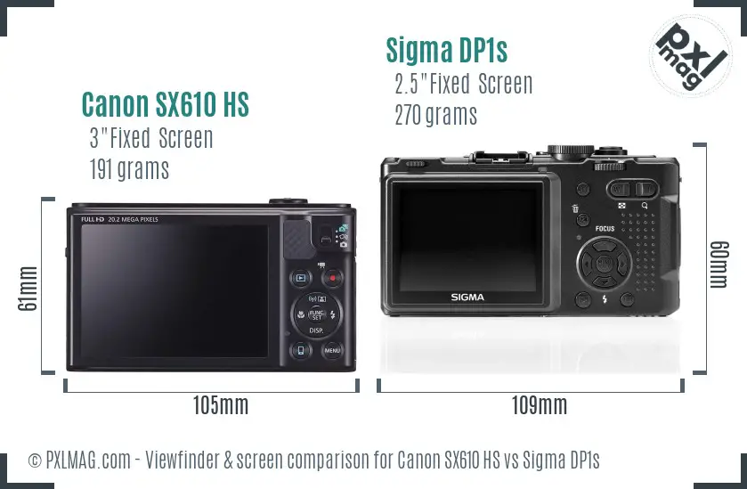 Canon SX610 HS vs Sigma DP1s Screen and Viewfinder comparison Canon SX610 HS vs Sigma DP1s Screen and Viewfinder comparison