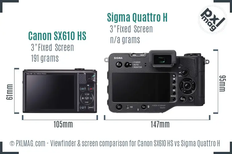 Canon SX610 HS vs Sigma Quattro H Screen and Viewfinder comparison Canon SX610 HS vs Sigma Quattro H Screen and Viewfinder comparison