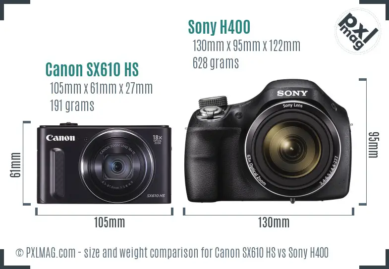 Canon SX610 HS vs Sony H400 size comparison Canon SX610 HS vs Sony H400 size comparison