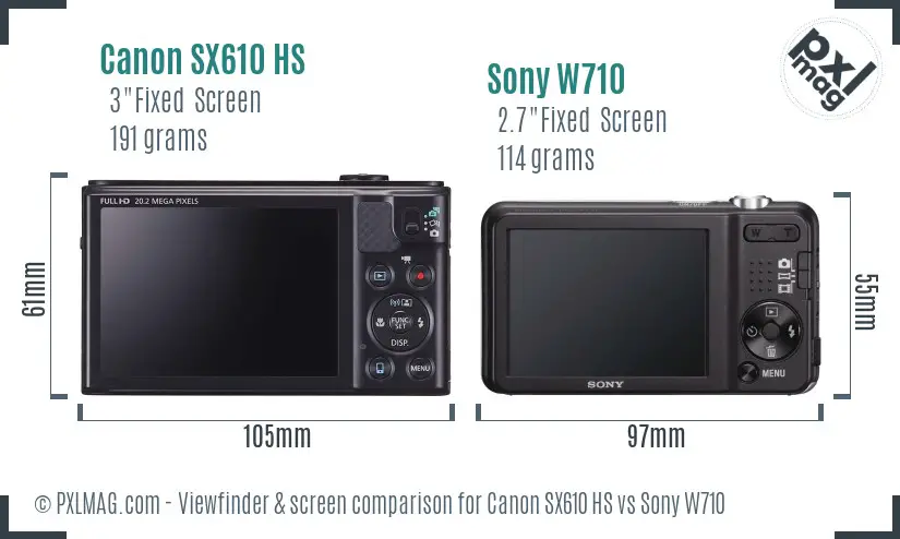 Canon SX610 HS vs Sony W710 Screen and Viewfinder comparison Canon SX610 HS vs Sony W710 Screen and Viewfinder comparison