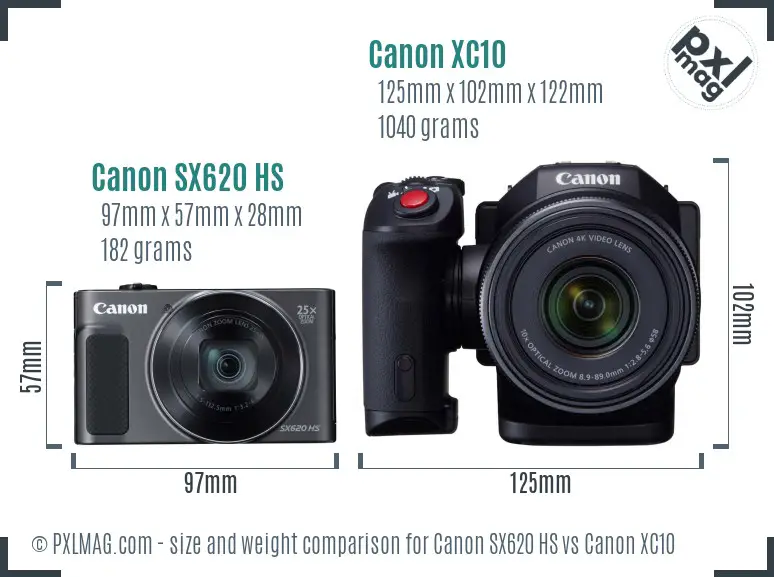 Canon SX620 HS vs Canon XC10 size comparison