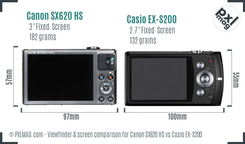 Canon SX620 HS vs Casio EX-S200 Screen and Viewfinder comparison