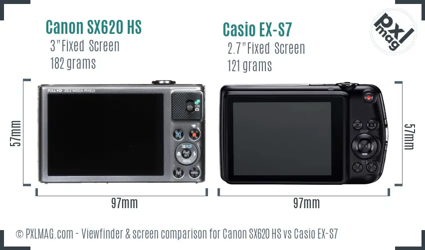 Canon SX620 HS vs Casio EX-S7 Screen and Viewfinder comparison