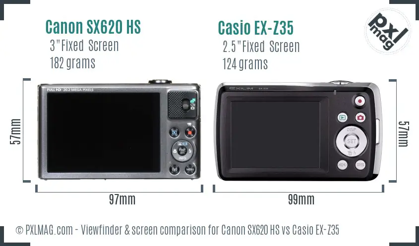 Canon SX620 HS vs Casio EX-Z35 Screen and Viewfinder comparison Canon SX620 HS vs Casio EX-Z35 Screen and Viewfinder comparison