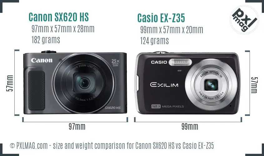 Canon SX620 HS vs Casio EX-Z35 size comparison Canon SX620 HS vs Casio EX-Z35 size comparison