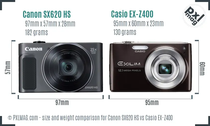 Canon SX620 HS vs Casio EX-Z400 size comparison