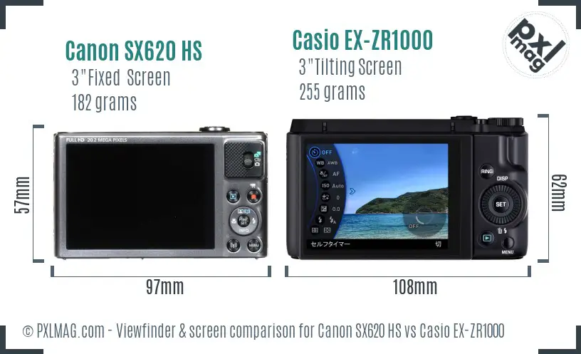 Canon SX620 HS vs Casio EX-ZR1000 Screen and Viewfinder comparison Canon SX620 HS vs Casio EX-ZR1000 Screen and Viewfinder comparison