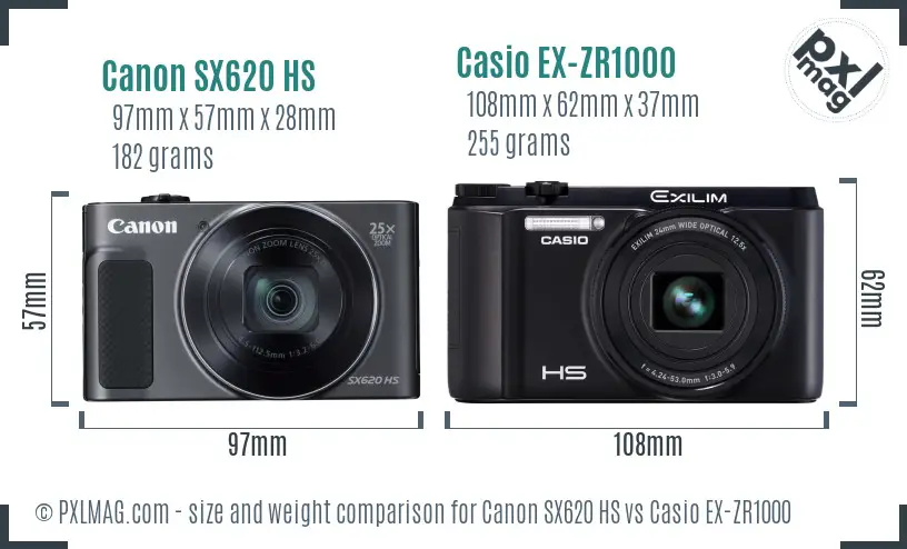 Canon SX620 HS vs Casio EX-ZR1000 size comparison Canon SX620 HS vs Casio EX-ZR1000 size comparison