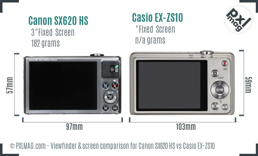 Canon SX620 HS vs Casio EX-ZS10 Screen and Viewfinder comparison Canon SX620 HS vs Casio EX-ZS10 Screen and Viewfinder comparison
