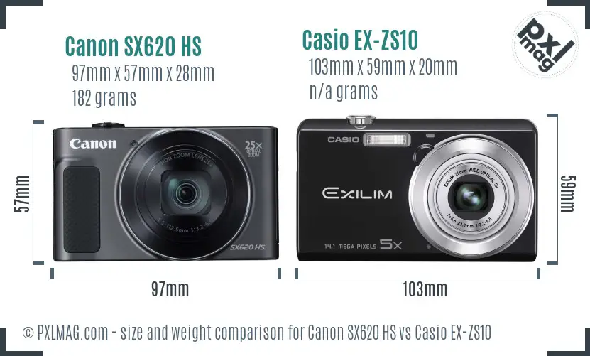 Canon SX620 HS vs Casio EX-ZS10 size comparison Canon SX620 HS vs Casio EX-ZS10 size comparison