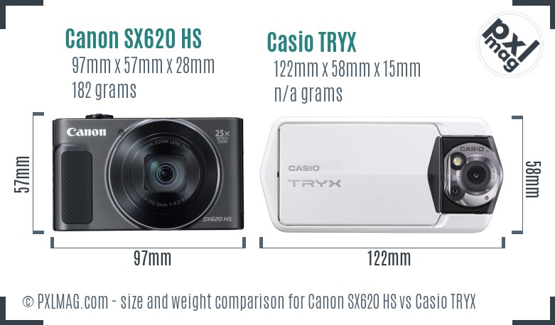 Canon SX620 HS vs Casio TRYX size comparison