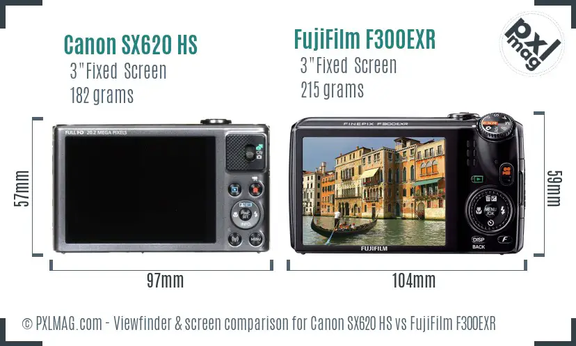 Canon SX620 HS vs FujiFilm F300EXR Screen and Viewfinder comparison