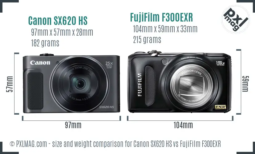 Canon SX620 HS vs FujiFilm F300EXR size comparison Canon SX620 HS vs FujiFilm F300EXR size comparison